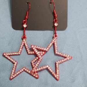 paparazzi Red Crystal Star Drop Earrings
